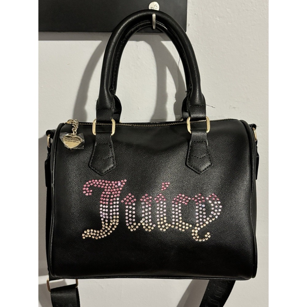 Juicy Couture Satchel Bag Liquorice Ombre Crystal Logo Gemstones Viral Y2K Bling - Picture 5 of 8